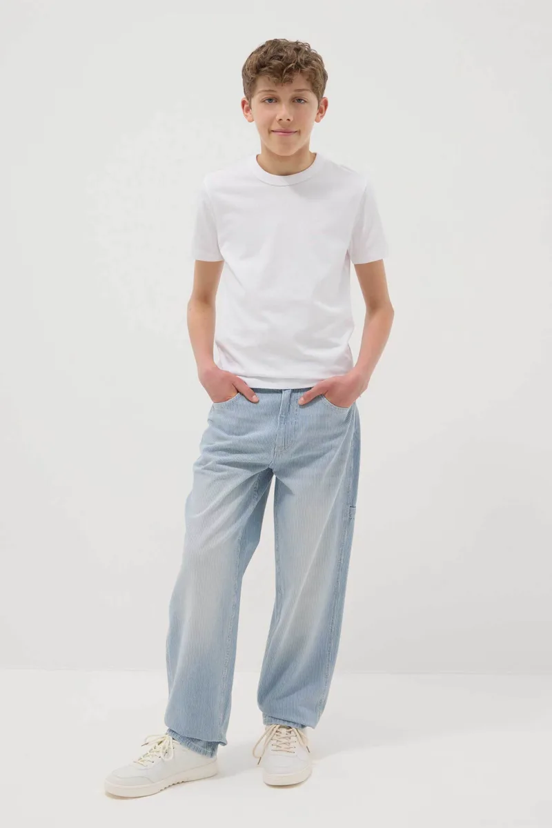 OVS παιδικό τζιν παντελόνι με ριγέ σχέδιο Relaxed Fit - 002552245 Denim Blue