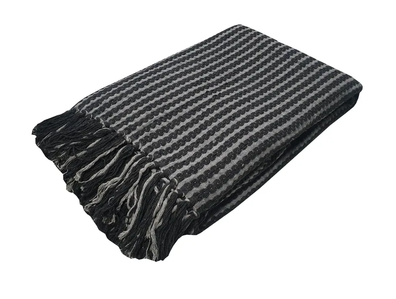 Ριχτάρι Υφαντό Polycotton Διθέσιος 180x250εκ. Black-Light Grey Komvos Home 7012064-3 (Ύφασμα: 80% Cotton - 20% Polyester, Χρώμα: Μαύρο) - KOMVOS HOME - 7012064-3