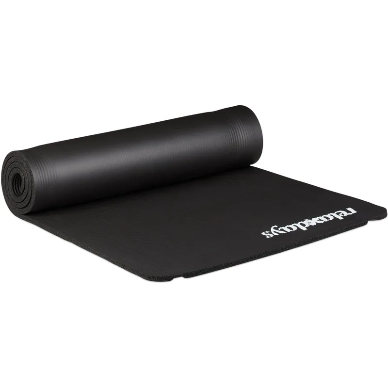 Στρώμα Γυμναστικής Relaxdays Non-slip Yoga Mat για Yoga / Pilates Αντιολισθητικό 10mm Πάχος - Black (10020675_46)