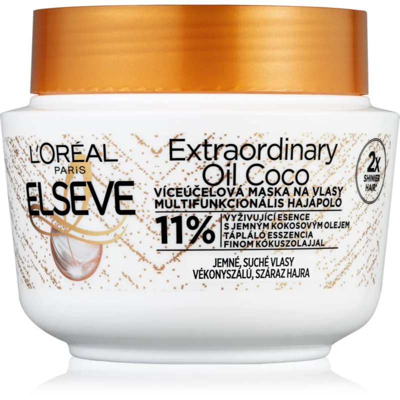 L’Oréal Paris Elseve Extraordinary Oil Coconut Θρεπτική μάσκα με έλαιο καρύδας για κανονικά προς ξηρά μαλλιά 300 ml
