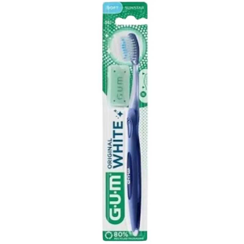 Gum Original White 561 Soft Toothbrush Μαλακή Οδοντόβουρτσα για Φυσικά Λευκά Δόντια Κάθε Μέρα 1 Τεμάχιο - Μπλε