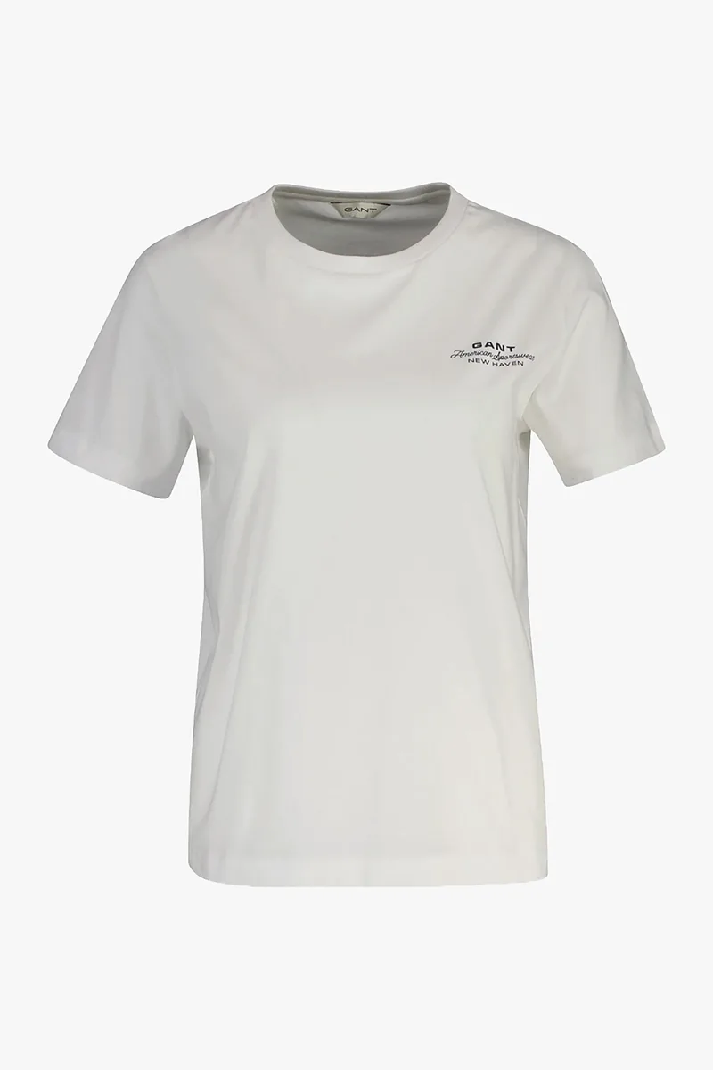 Gant γυναικείο T-shirt με logo print Regular Fit - 4201487 Λευκό