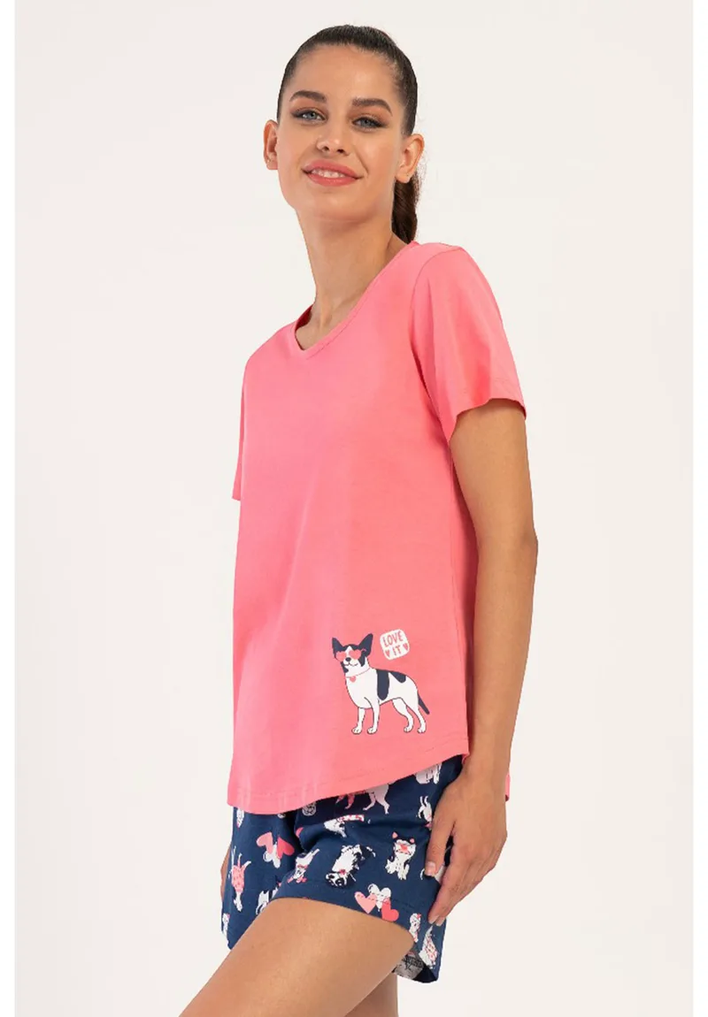 Πιτζάμα Γυναικεία Vienetta Puppy Rosebloom 100% Βαμβακερή VNT405282-Rose