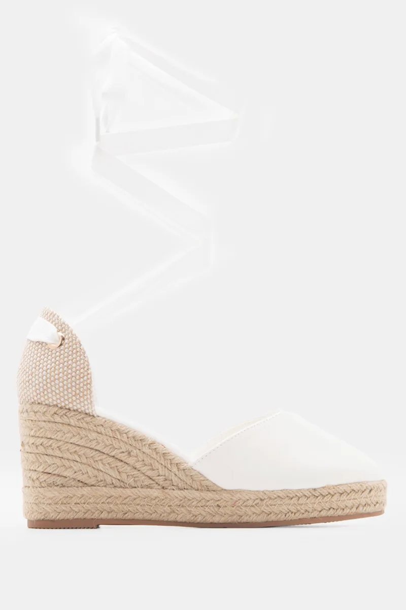 LUIGI DESIGN - Πλατφόρμες Εσπαντρίγιες Lace Up - Λευκό