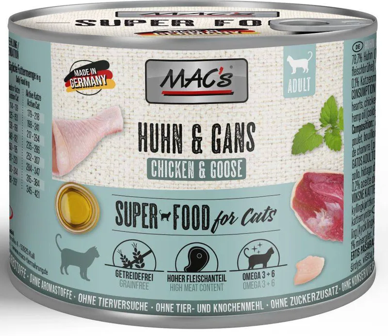ΚΟΝΣΕΡΒΑ ΓΑΤΑΣ MACS ΜΕ ΚΟΤΟΠΟΥΛΟ - ΧΗΝΑ (200GR)
