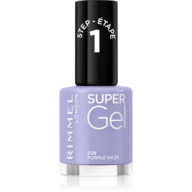 Rimmel Super Gel τζελ βερνίκι νυχιών χωρίς τη χρήση των UV/LED λαμπτήρων απόχρωση 028 Purple Haze 12 ml