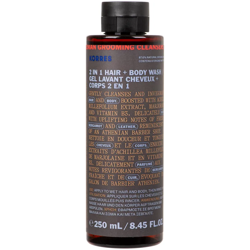 Korres Athenian Grooming 2 in 1 Hair & Body Wash Ανδρικό Σαμπουάν & Αφρόλουτρο με Δροσερές Νότες Περγαμόντου & Δέρματος 250ml