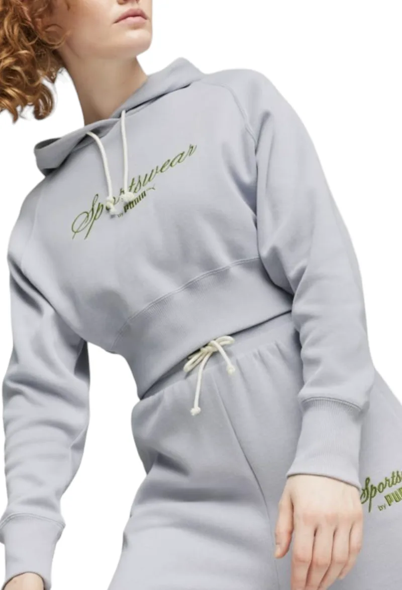 Μπλούζα Μακρυμάνικη Puma Classics + Relaxed Cropped Hoodie 624273-63 Γυναικείο