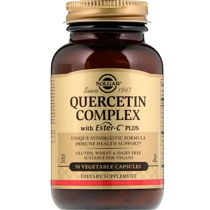 Solgar Quercetin Complex with Ester-C Plus Συμπλήρωμα Διατροφής Κουερσετίνης με Αντιοξειδωτική & Αντιφλεγμονώδη Δράση Κατά των Αλλεργιών 50veg.caps