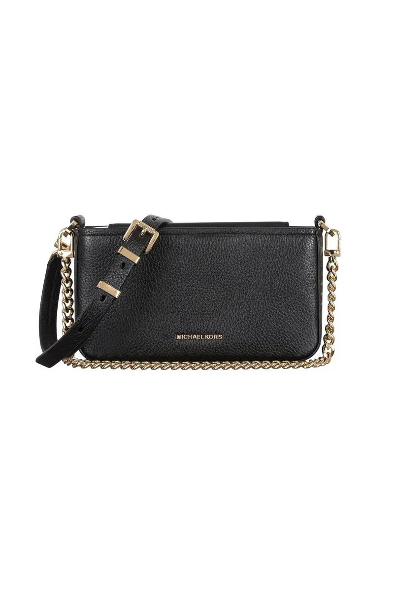 Michael Kors γυναικεία δερμάτινη τσάντα ώμου με μεταλλικό λογότυπο "Bryant" - 32S5GYTU1L Μαύρο