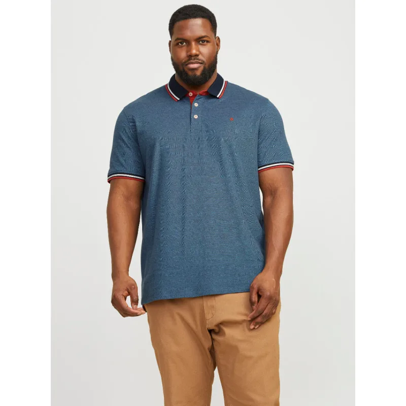 Βαμβακερό Polo πικέ "Paulos" Jack & Jones σε plus fit γραμμή - Denim