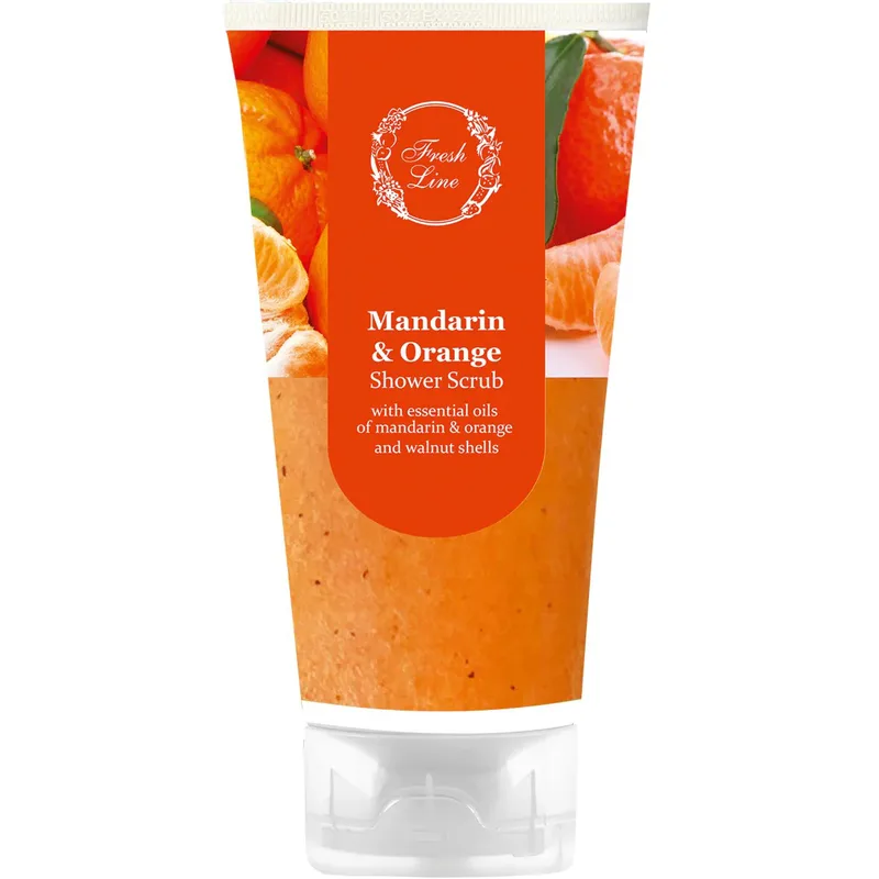 Fresh Line Mandarin & Πορτοκαλί Shower Scrub Δροσερό & Αναζωογονητικό Απολεπιστικό Σώματος για το Ντους Φυσικής Σύνθεσης με Μανταρίνι & Πορτοκάλι 150ml