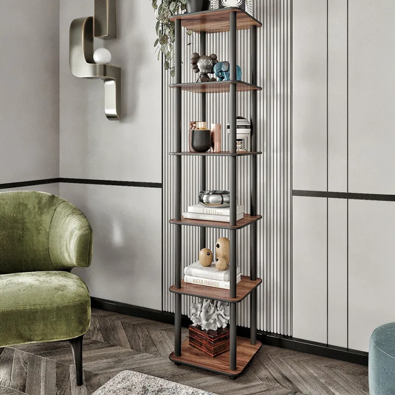 Βιβλιοθήκη Bookcase 6 Tiers Square - Walnut 282Ptr1132 (34x175x34 cm)