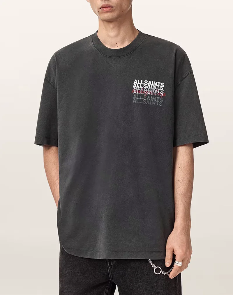 ALL SAINTS GRAPHENE SS CREW M013PE-WASHED BLACK DarkSlateGrey
