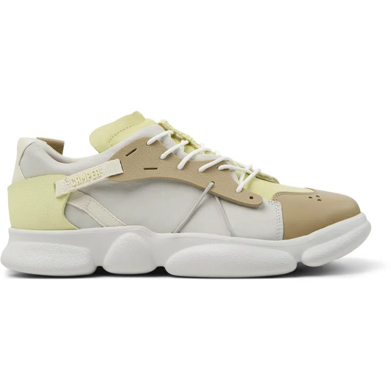 CAMPER Twins - Sneakers Για Ανδρικα - Λευκό,Κίτρινο,Μπεζ, Μέγεθος 46, Smooth leather/Cotton fabric