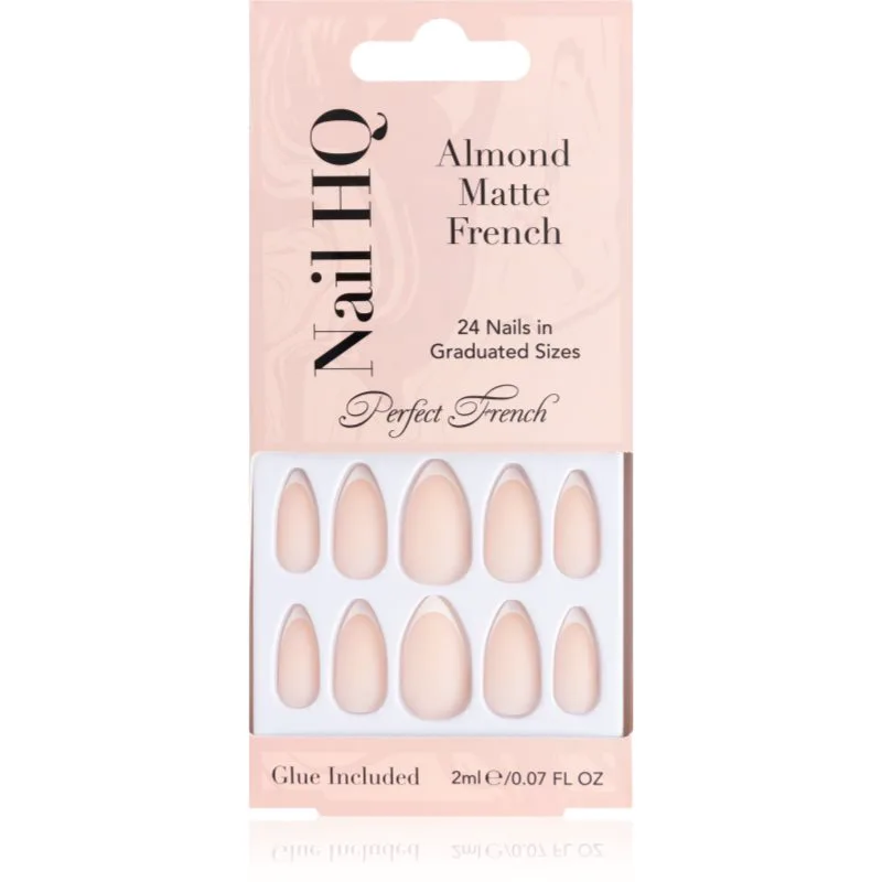 Nail HQ Almond Matte French Ψεύτικα νύχια με κόλλα 24 τμχ