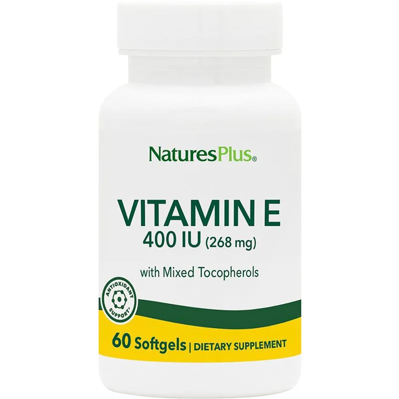 Natures Plus Vitamin E 400IU Συμπλήρωμα Διατροφής με Βιταμίνη Ε για την Καλή Υγεία των Μαλλιών Νυχιών & Δέρματος με Ισχυρές Αντιοξειδωτικές Ιδιότητες 60 Softgels