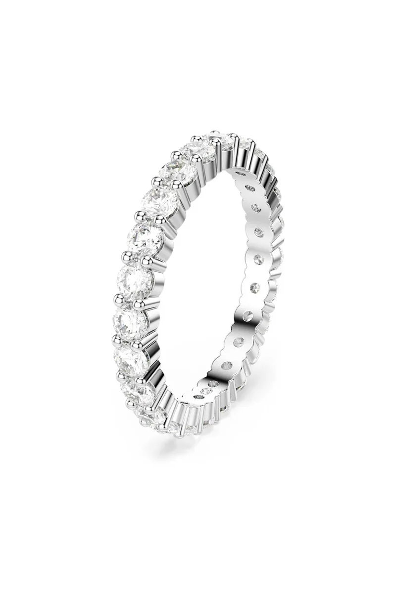 Swarovski γυναικείο δαχτυλίδι στρογγυλή κοπή, λευκό, φινίρισμα σε ασημένιο τόνο "Matrix Vittore" (58) - 5705605