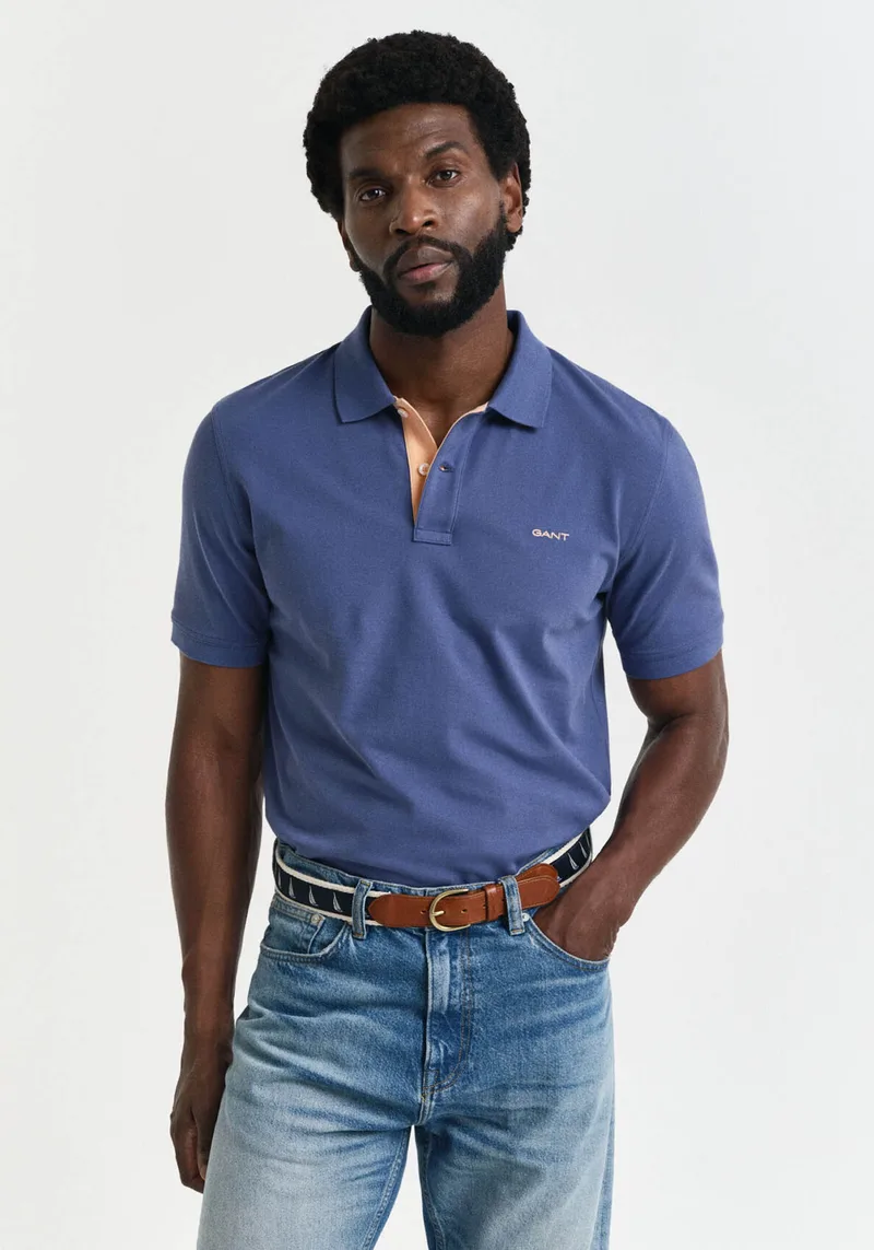 GANT Piqué Polo Μπλούζα της σειράς Contrast - 2062026 401 Dusty Navy