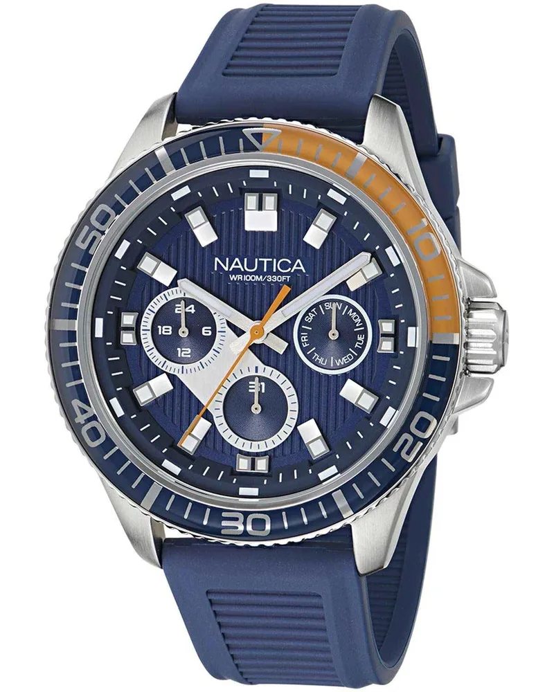 NAUTICA NCT Windrose - NAPWRS501, Silver case with Blue Rubber Strap
