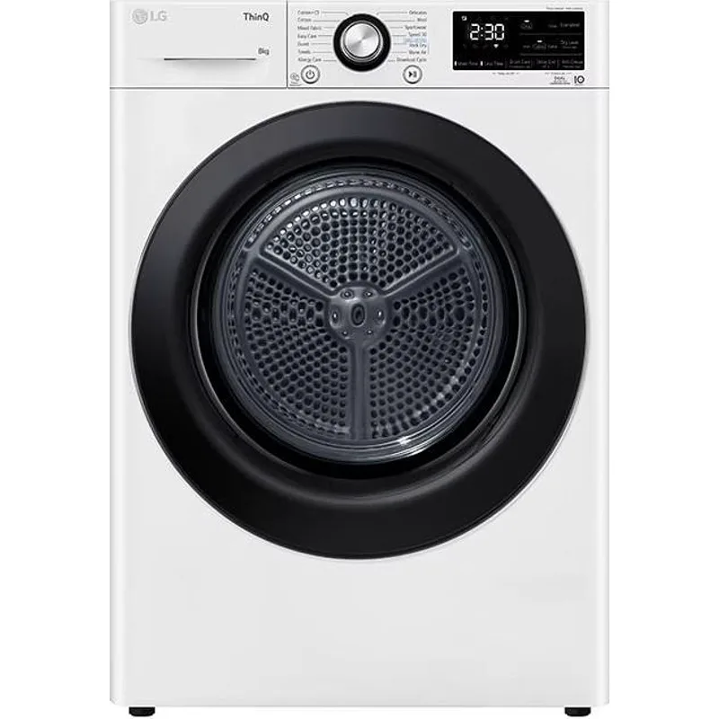 LG RH80V3AVBN Στεγνωτήριο Ρούχων 8kg, με Αντλία Θερμότητας και Wifi, A++, Λευκό RH80V3AVBN