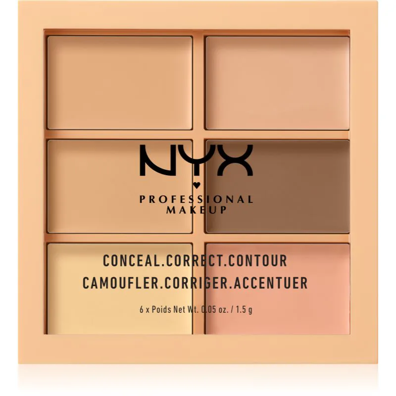 NYX Professional Makeup Conceal. Correct. Contour Παλέτα για κάλυψη και σκίαση απόχρωση 01 Light 6 x 1.5 γρ