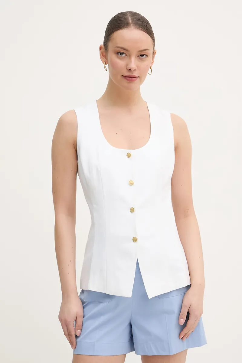Tommy Hilfiger μονόπετο γυναικείο γιλέκο με λινό