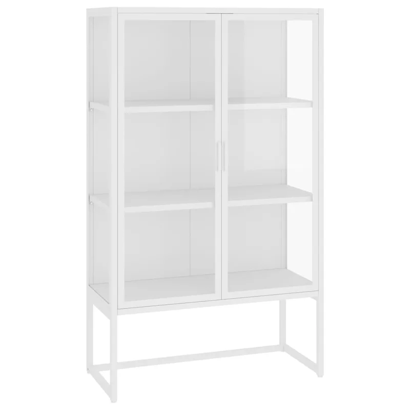 vidaXL Μπουφές Λευκός 80 x 35 x 135 εκ. από Ατσάλι και Ψημένο Γυαλί