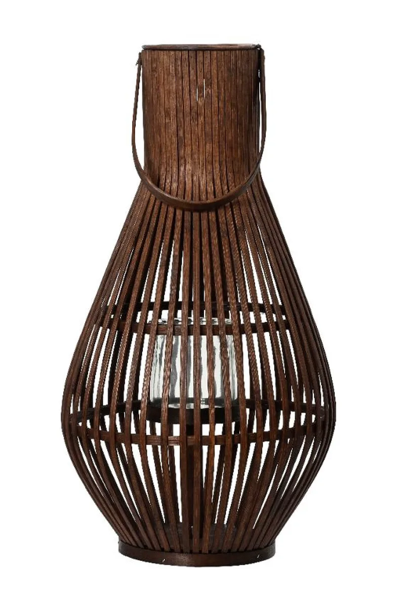 Φαναρι Απο Ξυλο Bamboo Σε Κωνικο Σχημα Με Λαβη 67Cm 35x35x67cm Μονόχρωμο Kaeming