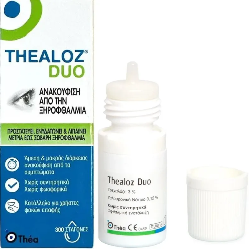 Thea Thealoz Duo Drops Οφθαλμικές Σταγόνες με Υαλουρονικό Οξύ για Ενυδάτωση, Λίπανση & Προστασία των Ματιών Κατά των Ερεθισμών 10ml