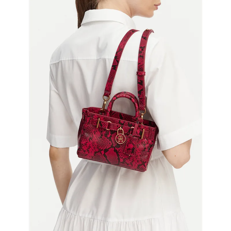 Τσάντα Tommy Hilfiger American Icon Micro Tote Snake AW0AW18820 Κόκκινο