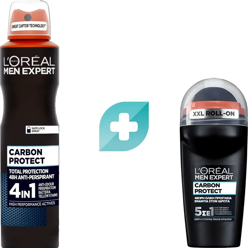 Σετ L'Oreal Paris Men Expert Carbon Protect Spray 150ml & 5 in 1 Total Protection 48H Roll-On Deo 50ml