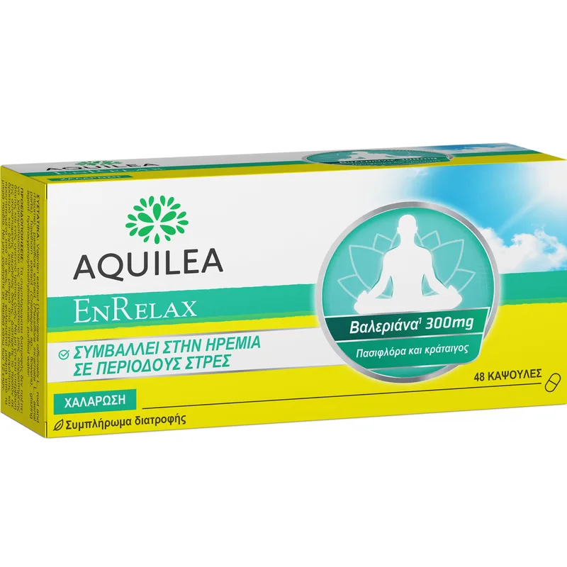 Uriach Aquilea EnRelax Συμπλήρωμα Διατροφής Εκχυλίσματος Βαλεριάνας, Πασιφλόρας & Κράταιγου για Ηρεμία & Χαλάρωση Κατά του Περιστασιακού Άγχους 48caps