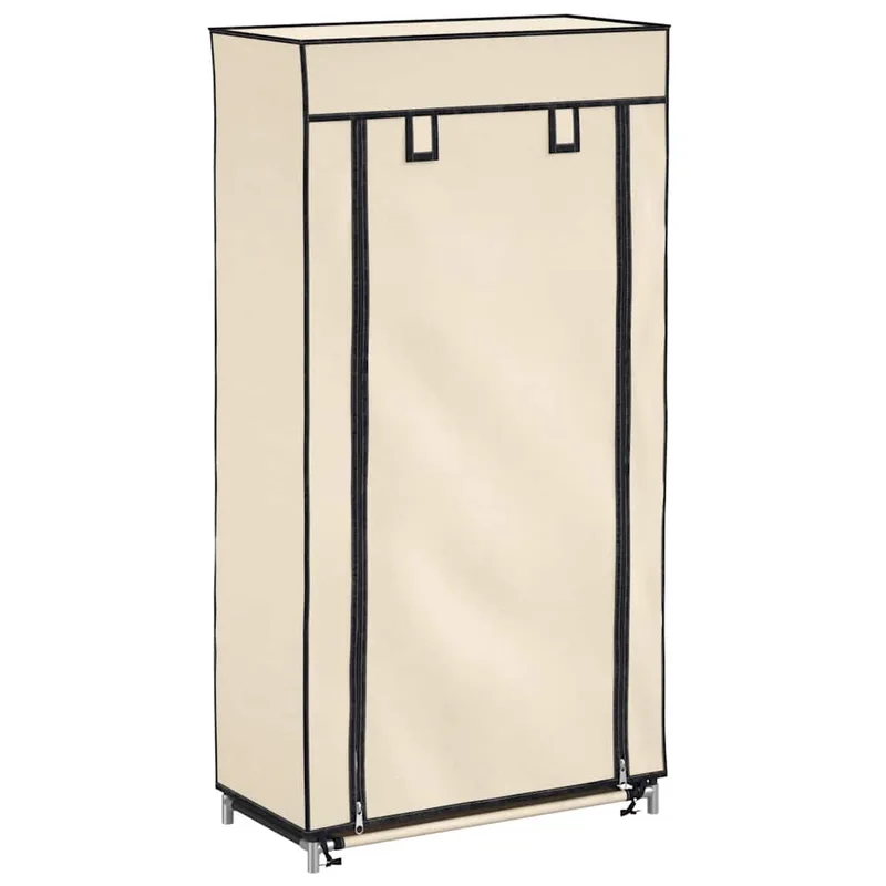 vidaXL Παπουτσοθήκη με Κάλυμμα Κρεμ 58x28x106 εκ. Ύφασμα