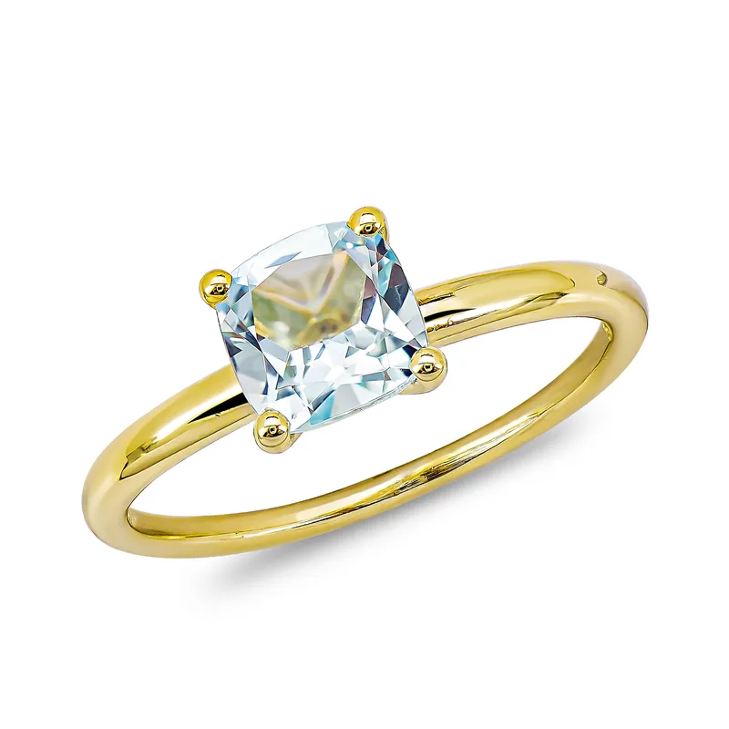 Μονόπετρο Δαχτυλίδι με Aqua Natural Topaz από Kίτρινο Χρυσό 14 Καρατίων DX1624