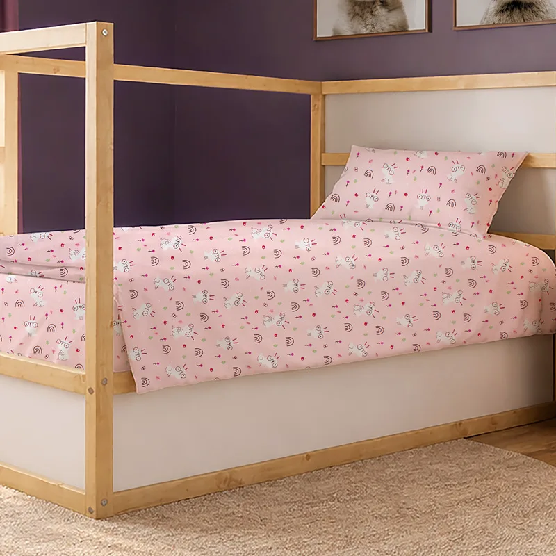 Σεντόνι Μονό Σετ Dimcol Rabbit Garden 585 Ροζ