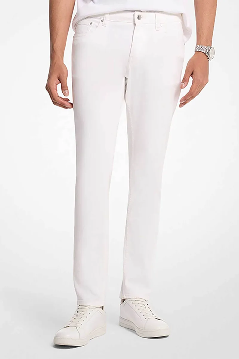 Michael Kors ανδρικό τζιν παντελόνι πεντάτσεπο Straight Fit "Parker" - CB99A5GHPN Λευκό