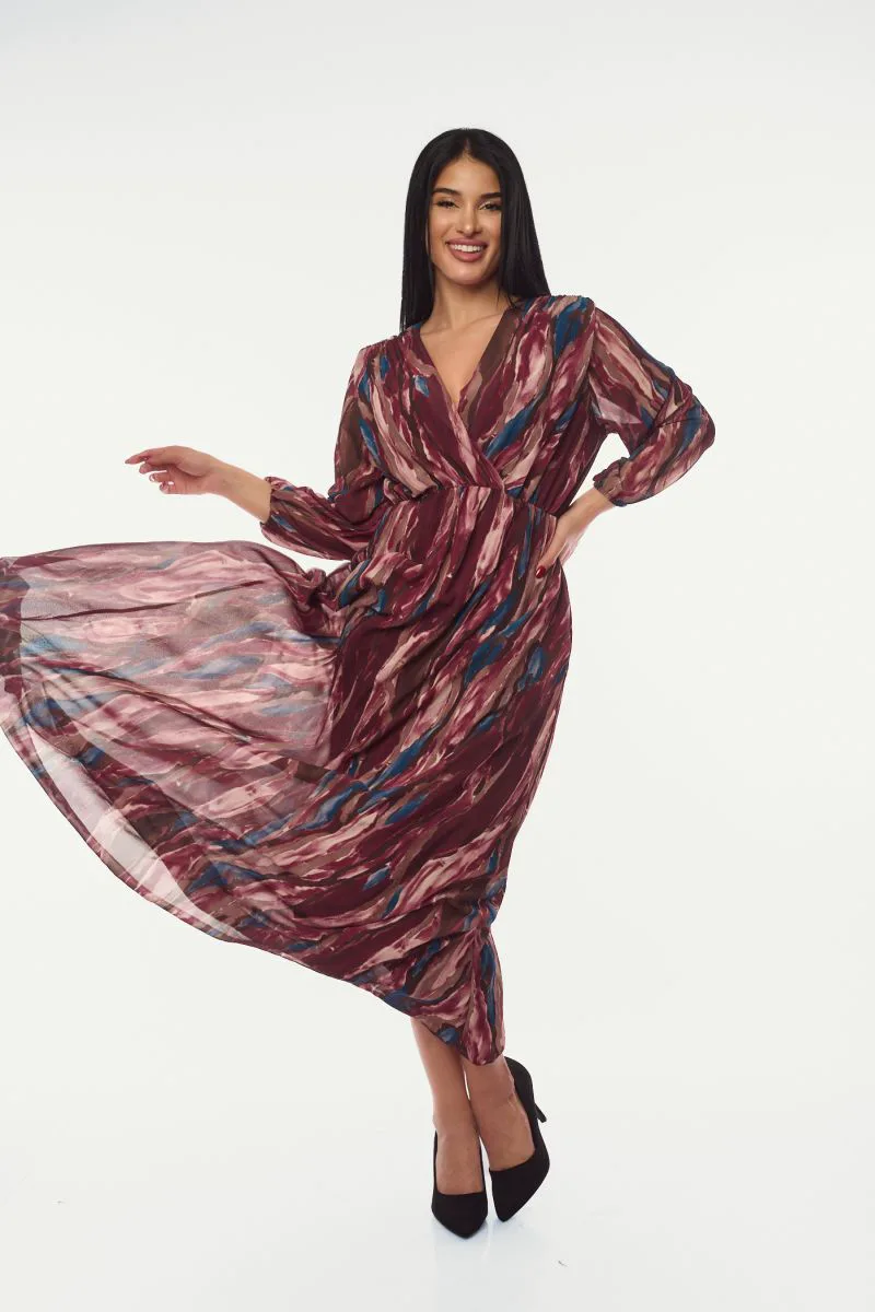 ΦΟΡΕΜΑ FLORAL MAXI ΜΠΟΡΝΤΟ Μπορντό