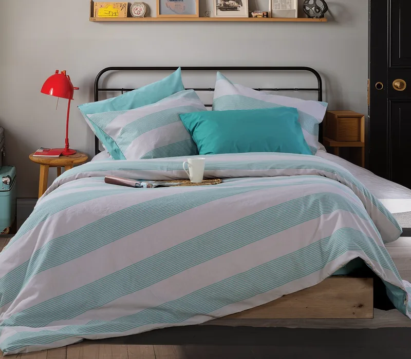 Σετ Παπλωματοθήκη Μονή 2 Τεμαχίων Nef-Nef Casual Stripe Petrol 170x240