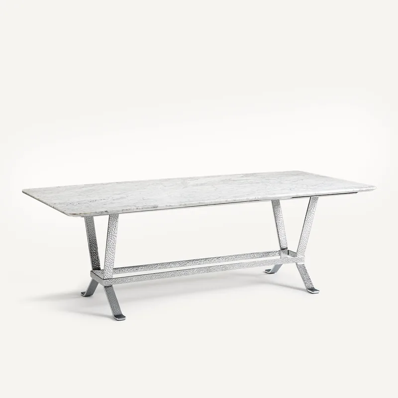 Τραπέζι από μάρμαρο και σίδερο Μ100xΠ220xΥ73cm
