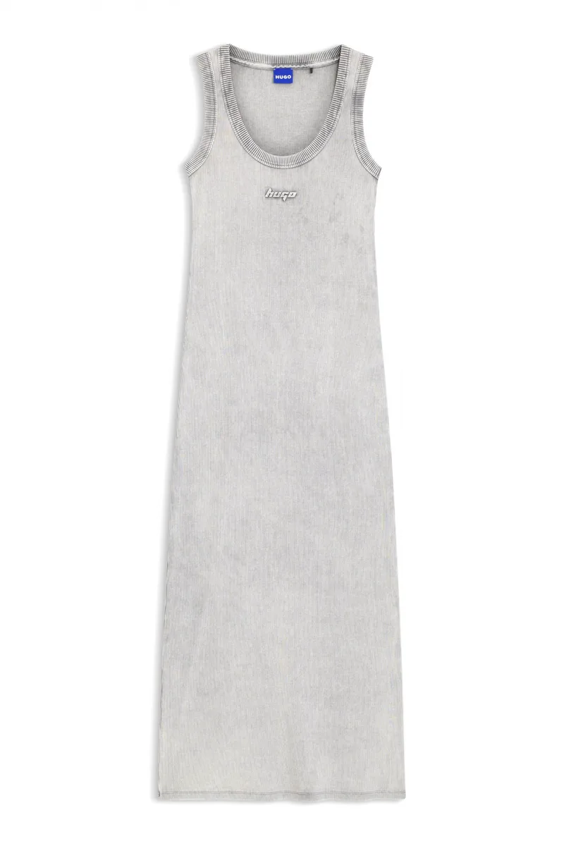 HUGO BLUE ΦΟΡΕΜΑ MIDI SLIM FIT NILIYO_B LOGO ΓΚΡΙ