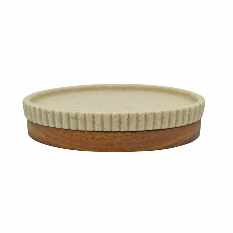 Σαπουνοθήκη Μπεζ Polyester/Ξύλο 9.3x13.8x2.9cm ANKOR