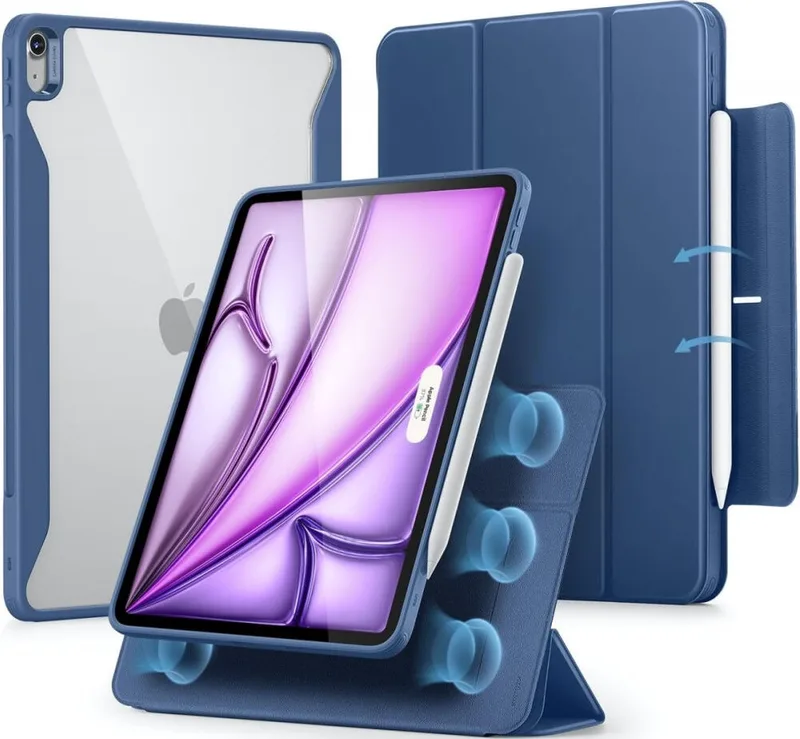 Μαγνητική Θήκη με Υποδοχή Apple Pencil - Apple iPad Air 13" 2025 / 2024 - ESR Rebound Hybrid 360 - Navy Blue (4894240193839)