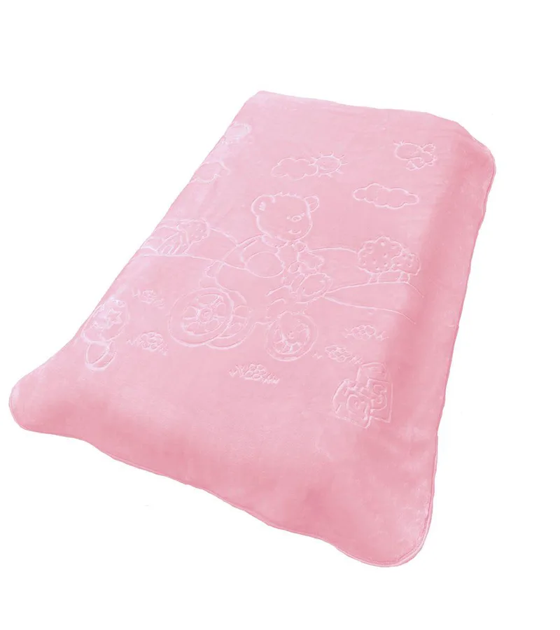 Κουβέρτα Κούνιας Βελουτέ Polyester 110x140εκ. Bicycle Bear 17 Ροζ DimCol