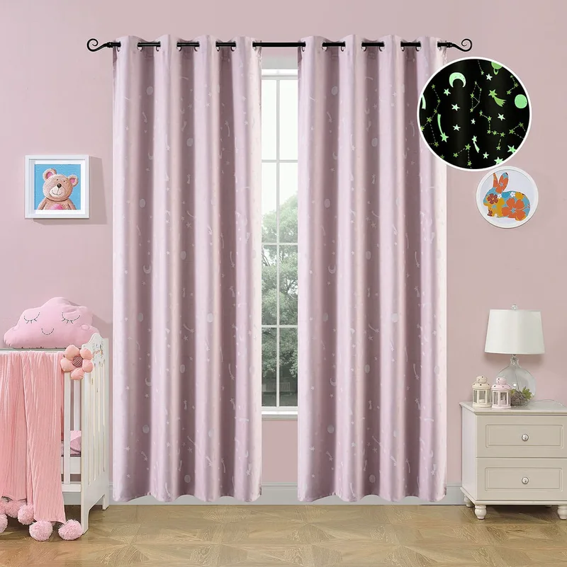 Beauty Home Κουρτίνα φωσφορίζουσα με 8 κρίκους Art 6140 140x260 Ροζ