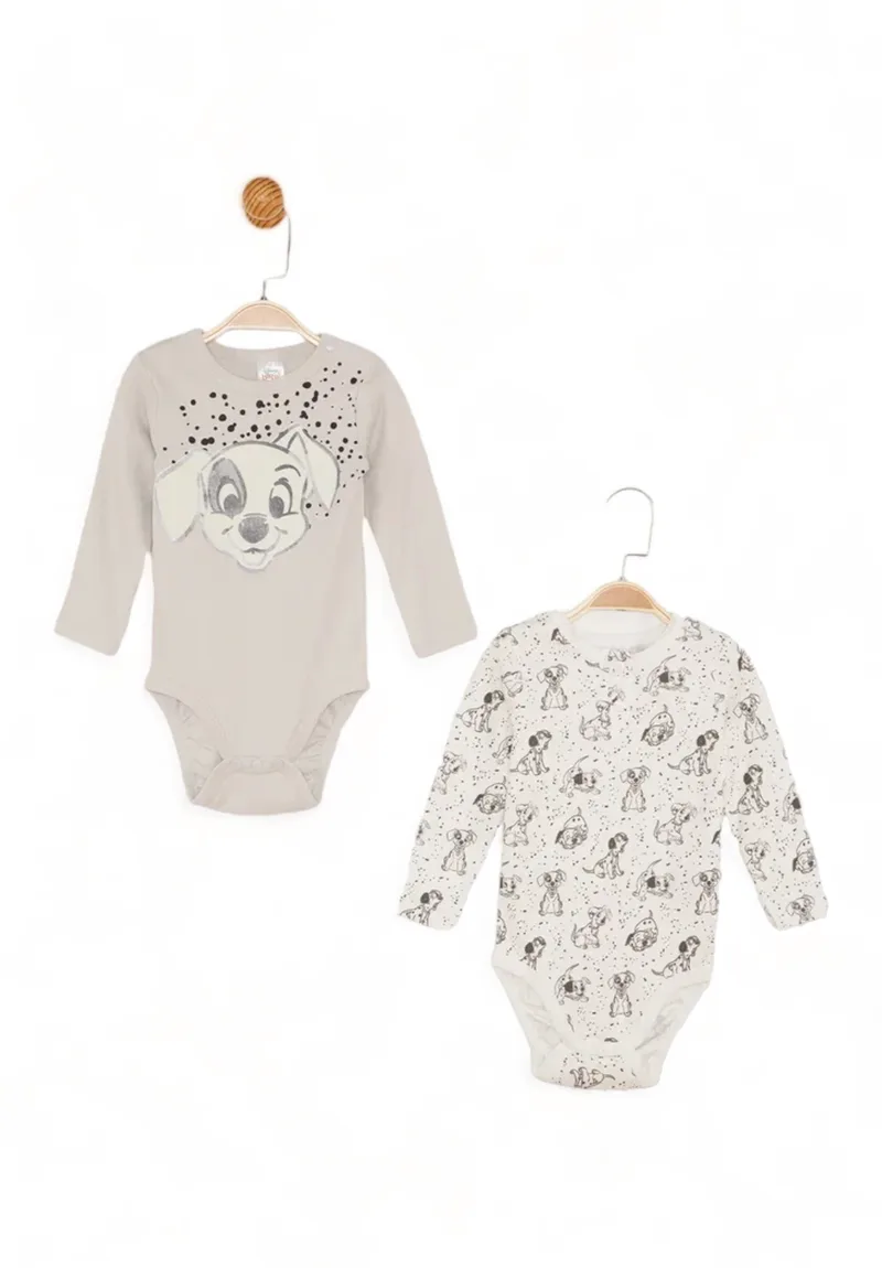 Κορμάκια Βρεφικά Cimpa με μακρύ μανίκι Dalmatians της Disney DL21435-Γκρι Μελανζέ