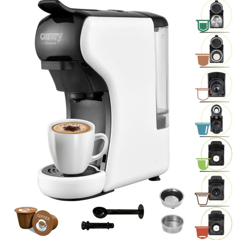 Μηχανή Espresso για κάψουλες & αλεσμένο καφέ 9 σε 1 Camry CR 4414, 3000W, 19 bar, Μαύρο/Λευκό