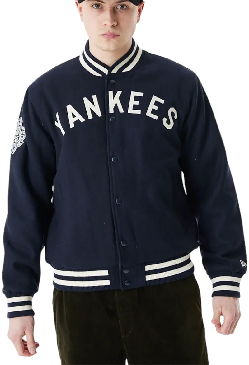 Μπουφάν New Era MlbPatch Varsity Jkt Neyyanco Nvywhi 60424439-410 Ανδρικό