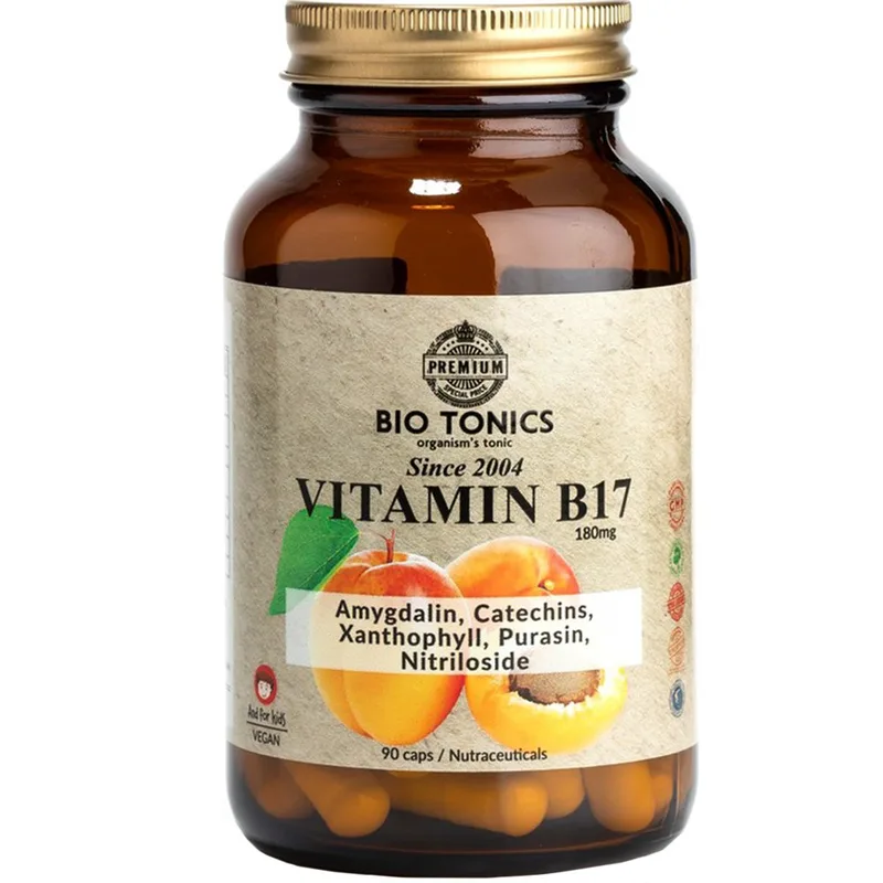 Bio Tonics Vitamin B17 180mg Συμπλήρωμα Διατροφής Εκχυλίσματος Βερίκοκου Πλούσιο σε Αμυγδαλίνη (Βιταμίνη Β17) με Πολύ Ισχυρές Αντιοξειδωτικές Ιδιότητες Κατά των Ελευθέρων Ριζών 90caps