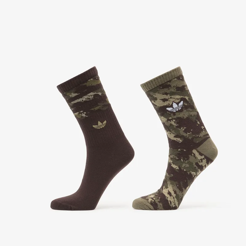 adidas Camo Crew Sock 2-Pack Olive Strata/ Aurora Coffee XL
